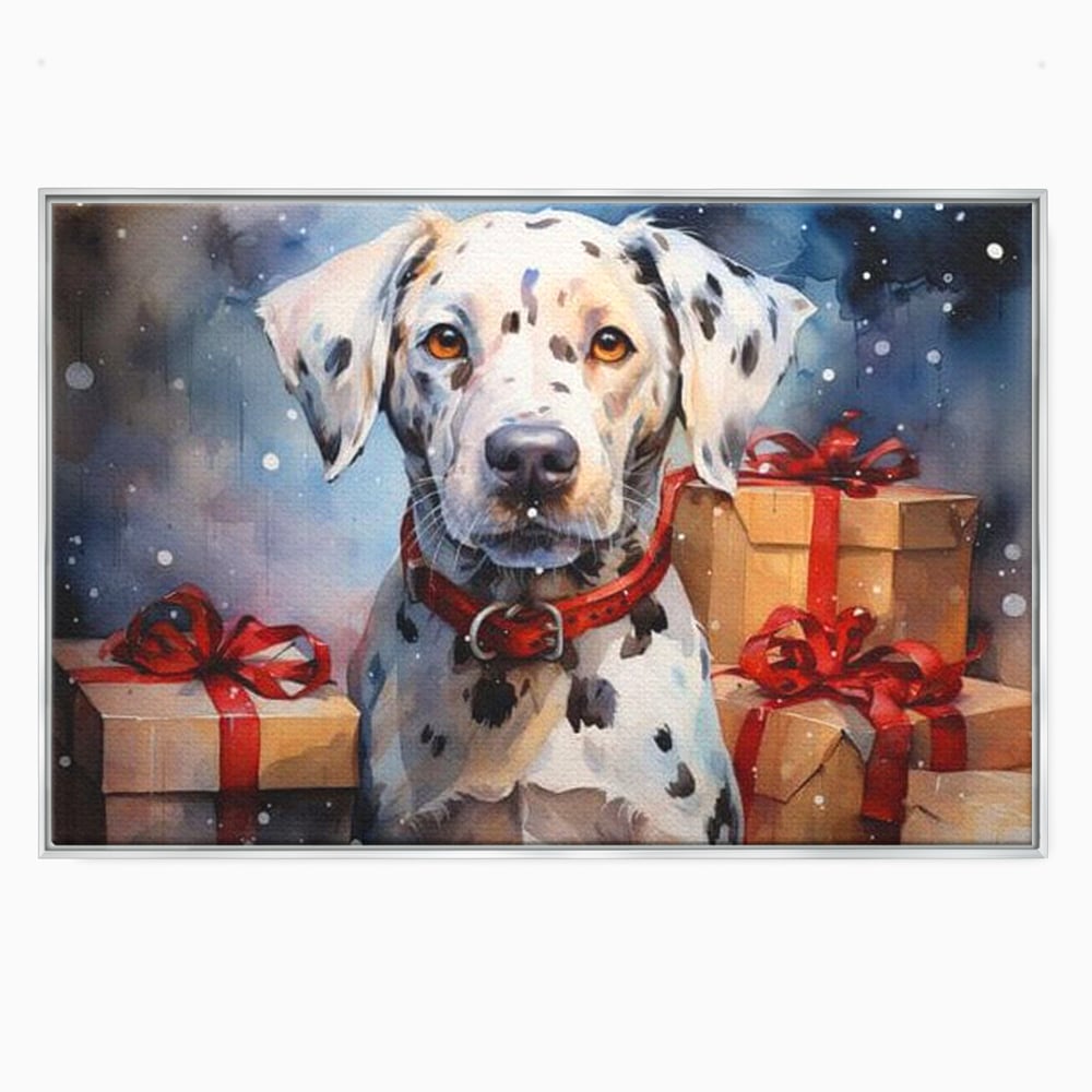 Tablou Canvas Premium LuxCanva® D1036, 101 Dalmatieni , Dalmatian, Desene Animate, Santa Pete, Zgarda, Festiv, Living Room, Culori vibrante