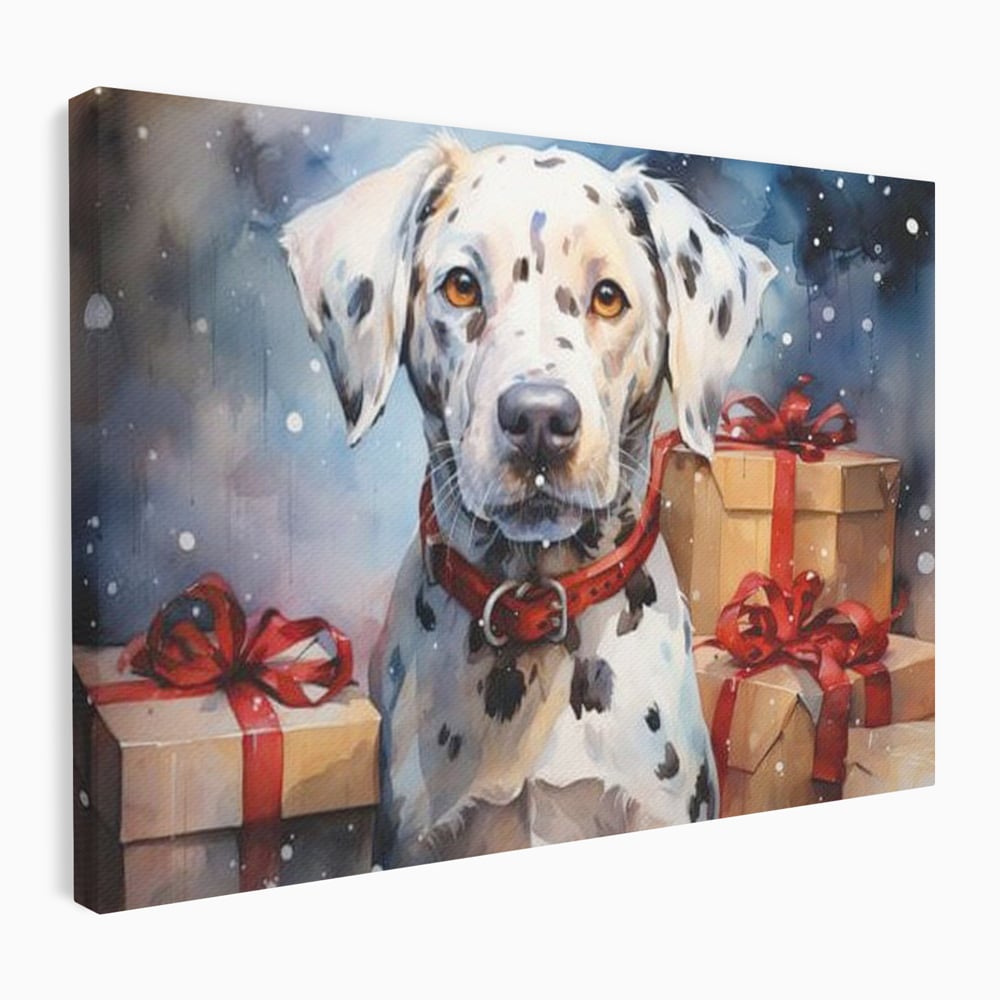 Tablou Canvas Premium LuxCanva® D1036, 101 Dalmatieni , Dalmatian, Desene Animate, Santa Pete, Zgarda, Festiv, Living Room, Culori vibrante