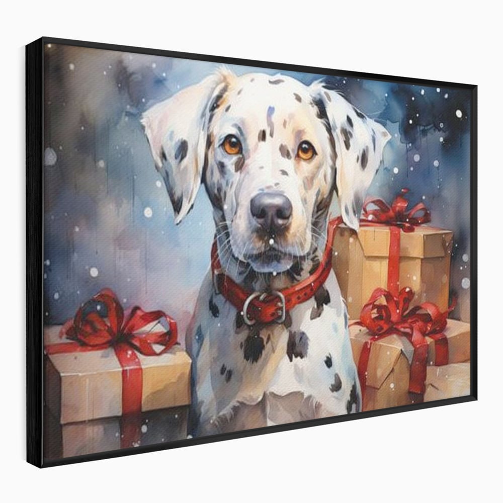 Tablou Canvas Premium LuxCanva® D1036, 101 Dalmatieni , Dalmatian, Desene Animate, Santa Pete, Zgarda, Festiv, Living Room, Culori vibrante