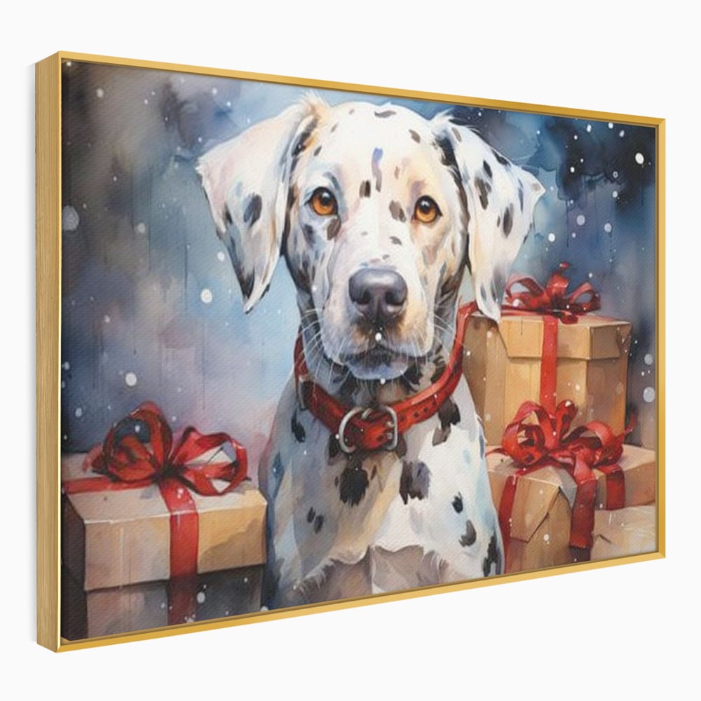 Tablou Canvas Premium LuxCanva® D1036, 101 Dalmatieni , Dalmatian, Desene Animate, Santa Pete, Zgarda, Festiv, Living Room, Culori vibrante
