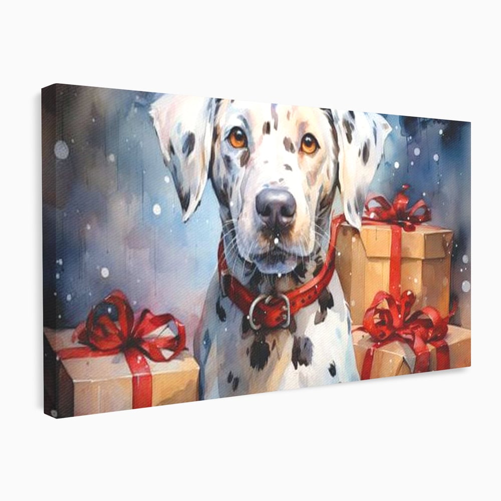 Tablou Canvas Premium LuxCanva® D1036, 101 Dalmatieni , Dalmatian, Desene Animate, Santa Pete, Zgarda, Festiv, Living Room, Culori vibrante