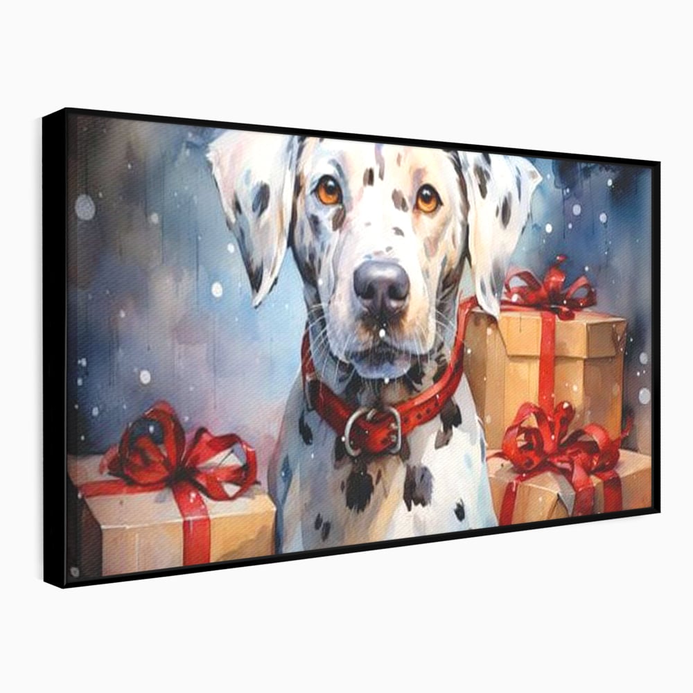 Tablou Canvas Premium LuxCanva® D1036, 101 Dalmatieni , Dalmatian, Desene Animate, Santa Pete, Zgarda, Festiv, Living Room, Culori vibrante