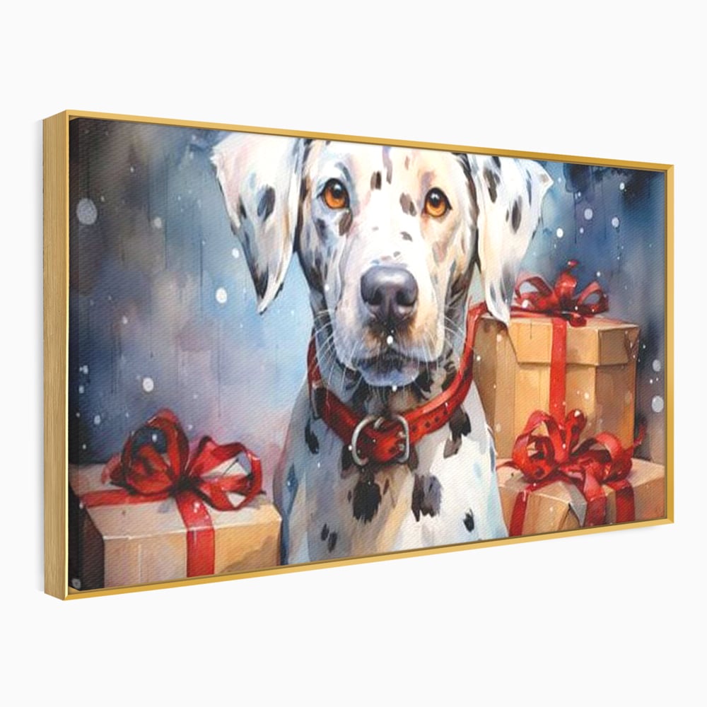 Tablou Canvas Premium LuxCanva® D1036, 101 Dalmatieni , Dalmatian, Desene Animate, Santa Pete, Zgarda, Festiv, Living Room, Culori vibrante