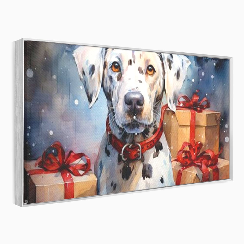 Tablou Canvas Premium LuxCanva® D1036, 101 Dalmatieni , Dalmatian, Desene Animate, Santa Pete, Zgarda, Festiv, Living Room, Culori vibrante