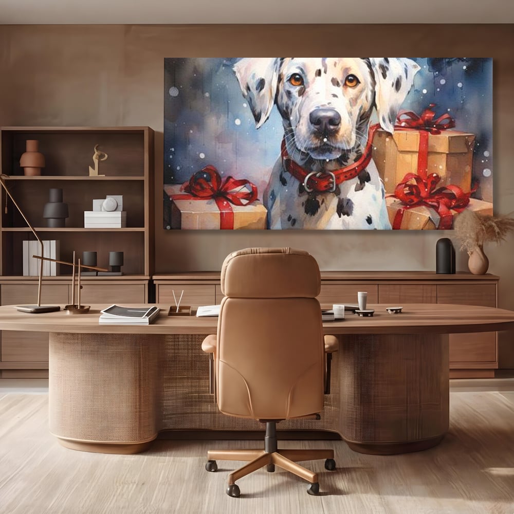 Tablou Canvas Premium LuxCanva® D1036, 101 Dalmatieni , Dalmatian, Desene Animate, Santa Pete, Zgarda, Festiv, Living Room, Culori vibrante