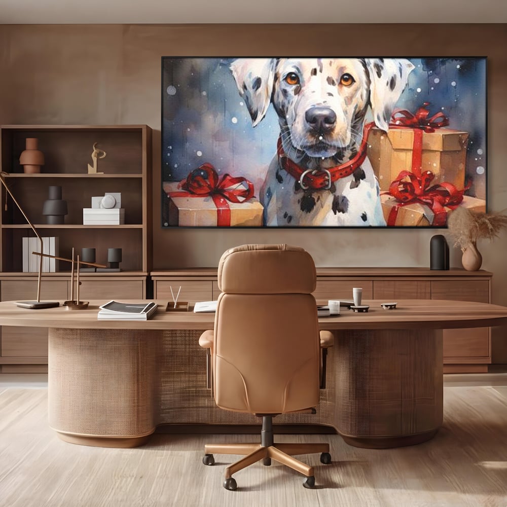 Tablou Canvas Premium LuxCanva® D1036, 101 Dalmatieni , Dalmatian, Desene Animate, Santa Pete, Zgarda, Festiv, Living Room, Culori vibrante