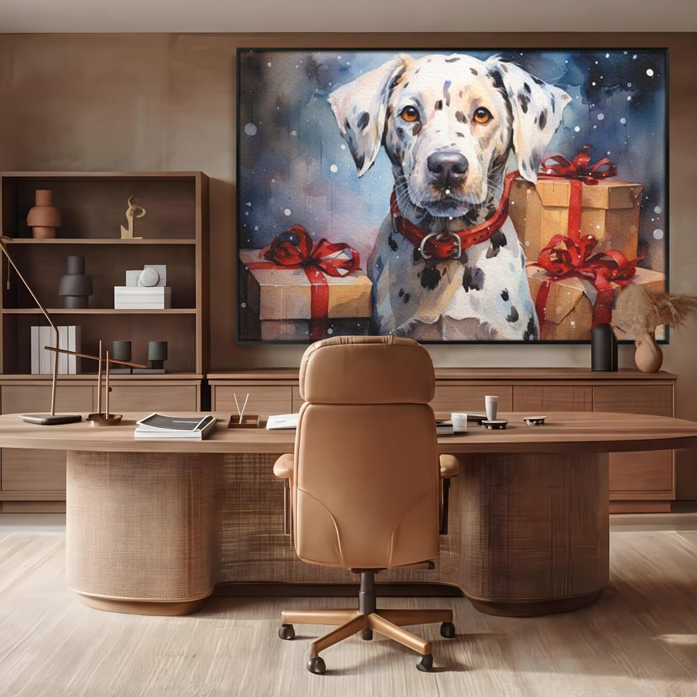 Tablou Canvas Premium LuxCanva® D1036, 101 Dalmatieni , Dalmatian, Desene Animate, Santa Pete, Zgarda, Festiv, Living Room, Culori vibrante