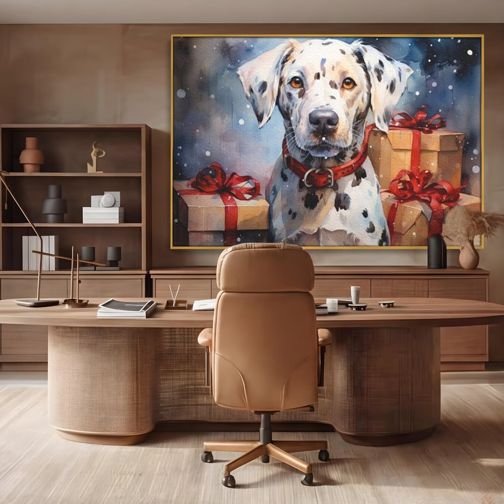 Tablou Canvas Premium LuxCanva® D1036, 101 Dalmatieni , Dalmatian, Desene Animate, Santa Pete, Zgarda, Festiv, Living Room, Culori vibrante