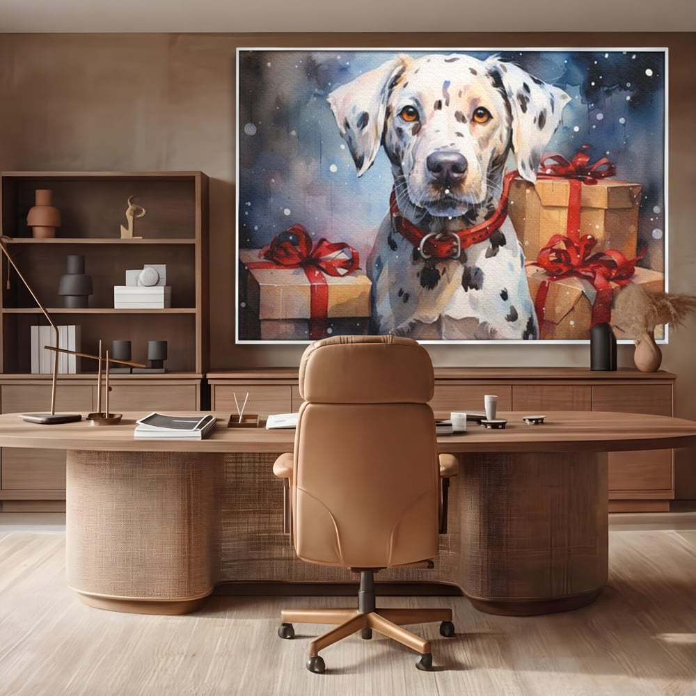 Tablou Canvas Premium LuxCanva® D1036, 101 Dalmatieni , Dalmatian, Desene Animate, Santa Pete, Zgarda, Festiv, Living Room, Culori vibrante