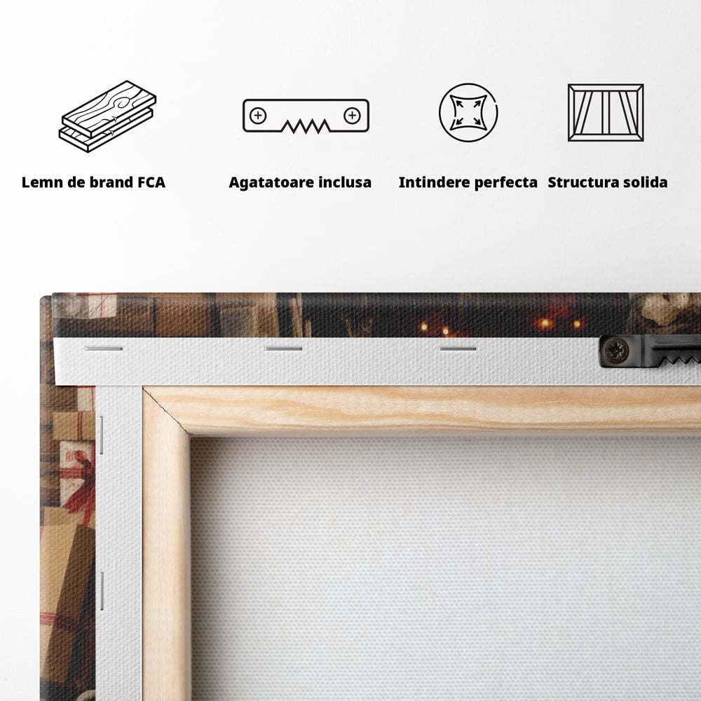 Tablou Canvas Premium LuxCanva® D1037, Craciunul Ursuletilor Polari , Ursi, Polari, Asteptare, Polul Nord, Festiv, Living Room, Culori vibrante