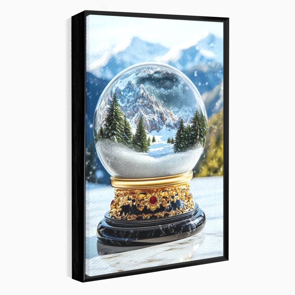 Tablou Canvas Premium LuxCanva® D1040, Globul Alpin , Padure, Brazi, Munti, Glob, Muzical, Omat, Living Room, Culori vibrante