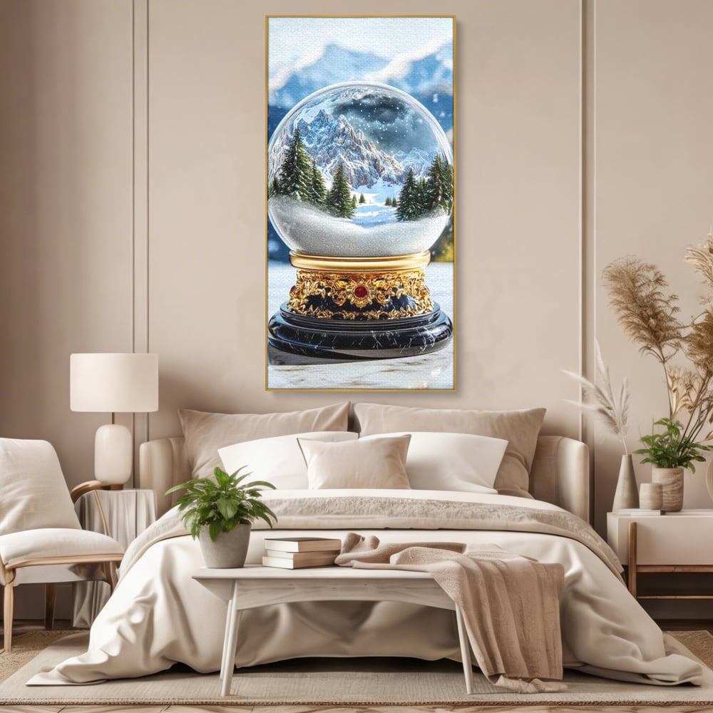 Tablou Canvas Premium LuxCanva® D1040, Globul Alpin , Padure, Brazi, Munti, Glob, Muzical, Omat, Living Room, Culori vibrante