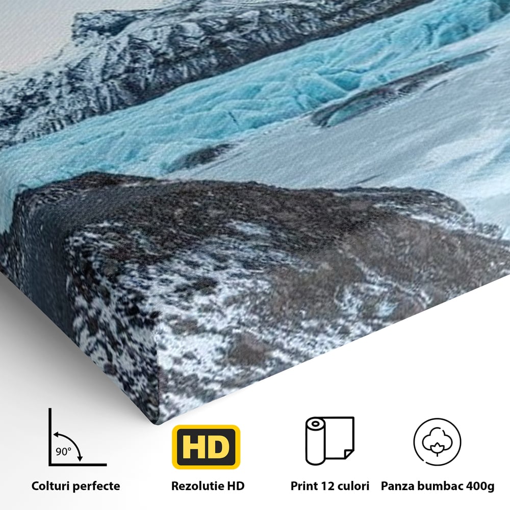 Tablou Canvas Premium LuxCanva® D1042, Peisaj Glaciar , Inghet, Stanci, Mare, Ger, Iarna, Living Room, Culori vibrante