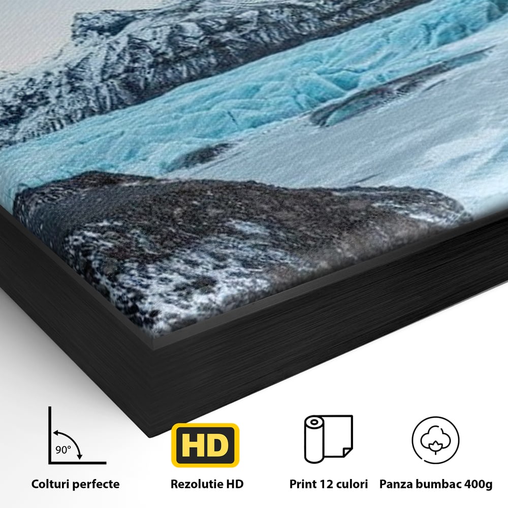 Tablou Canvas Premium LuxCanva® D1042, Peisaj Glaciar , Inghet, Stanci, Mare, Ger, Iarna, Living Room, Culori vibrante