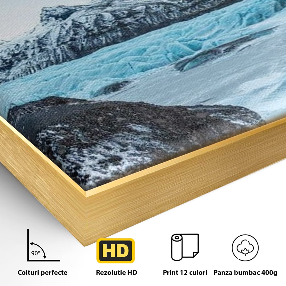 Tablou Canvas Premium LuxCanva® D1042, Peisaj Glaciar , Inghet, Stanci, Mare, Ger, Iarna, Living Room, Culori vibrante