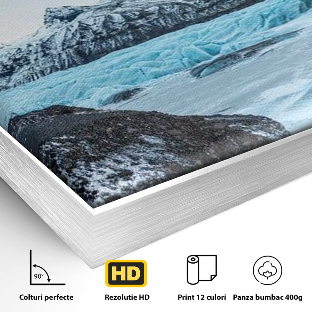 Tablou Canvas Premium LuxCanva® D1042, Peisaj Glaciar , Inghet, Stanci, Mare, Ger, Iarna, Living Room, Culori vibrante