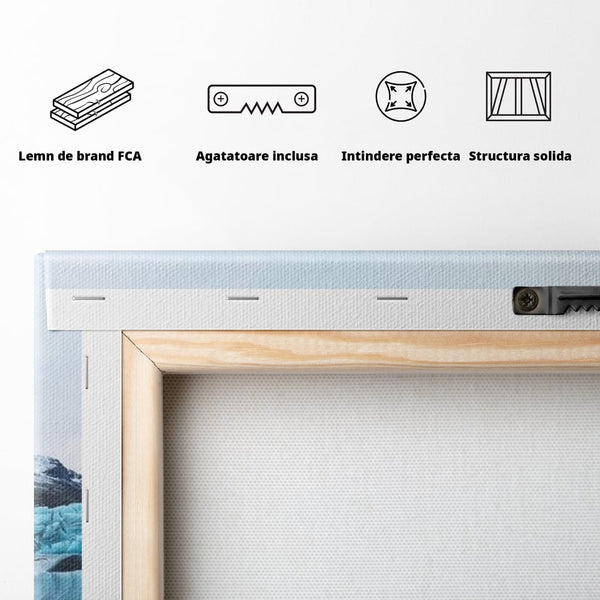 Tablou Canvas Premium LuxCanva® D1042, Peisaj Glaciar , Inghet, Stanci, Mare, Ger, Iarna, Living Room, Culori vibrante