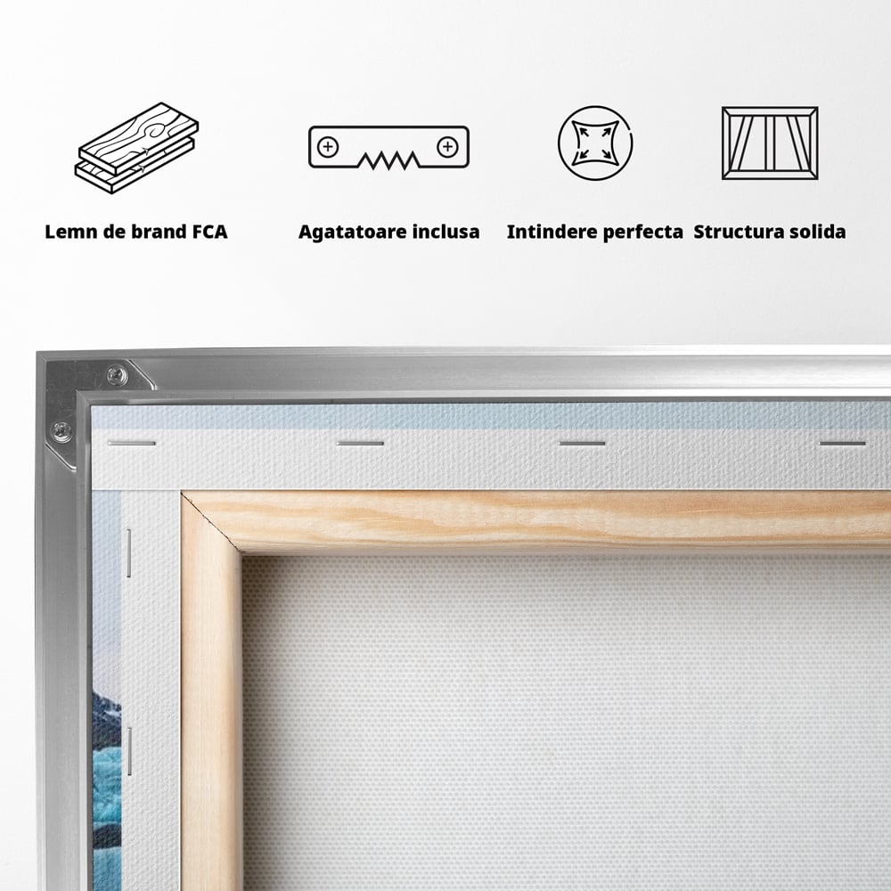 Tablou Canvas Premium LuxCanva® D1042, Peisaj Glaciar , Inghet, Stanci, Mare, Ger, Iarna, Living Room, Culori vibrante