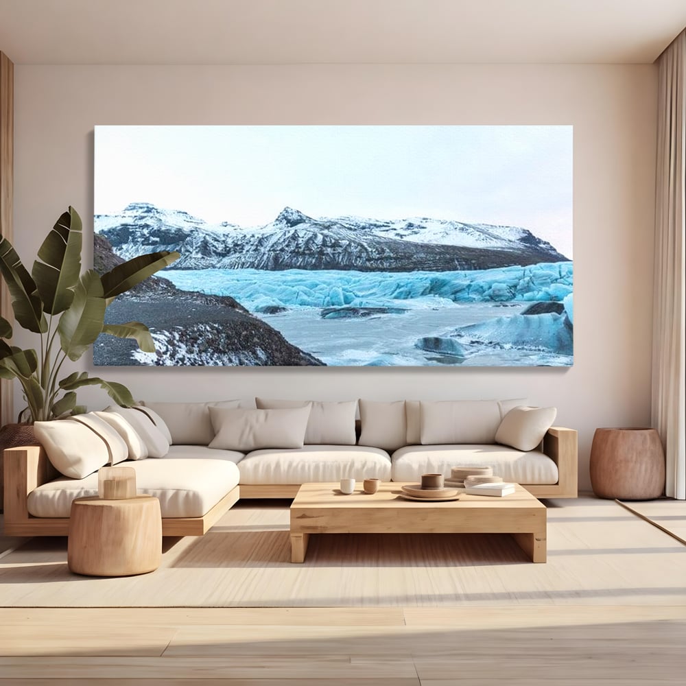 Tablou Canvas Premium LuxCanva® D1042, Peisaj Glaciar , Inghet, Stanci, Mare, Ger, Iarna, Living Room, Culori vibrante