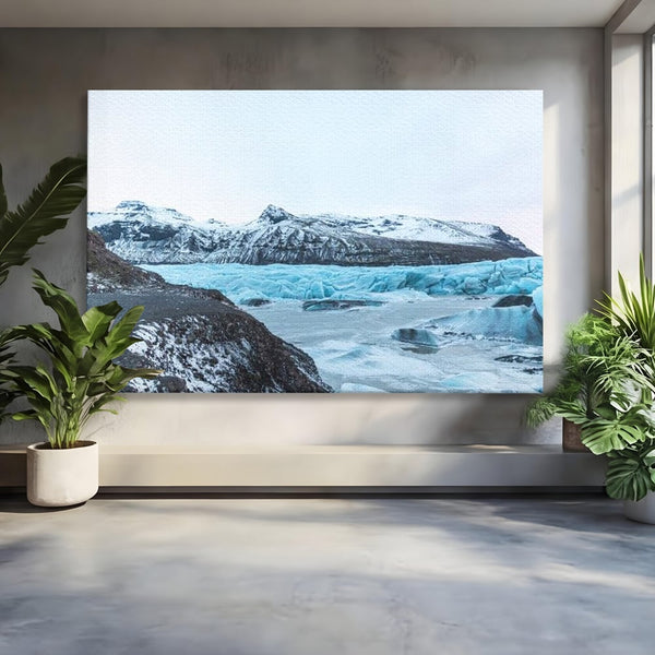 Tablou Canvas Premium LuxCanva® D1042, Peisaj Glaciar , Inghet, Stanci, Mare, Ger, Iarna, Living Room, Culori vibrante
