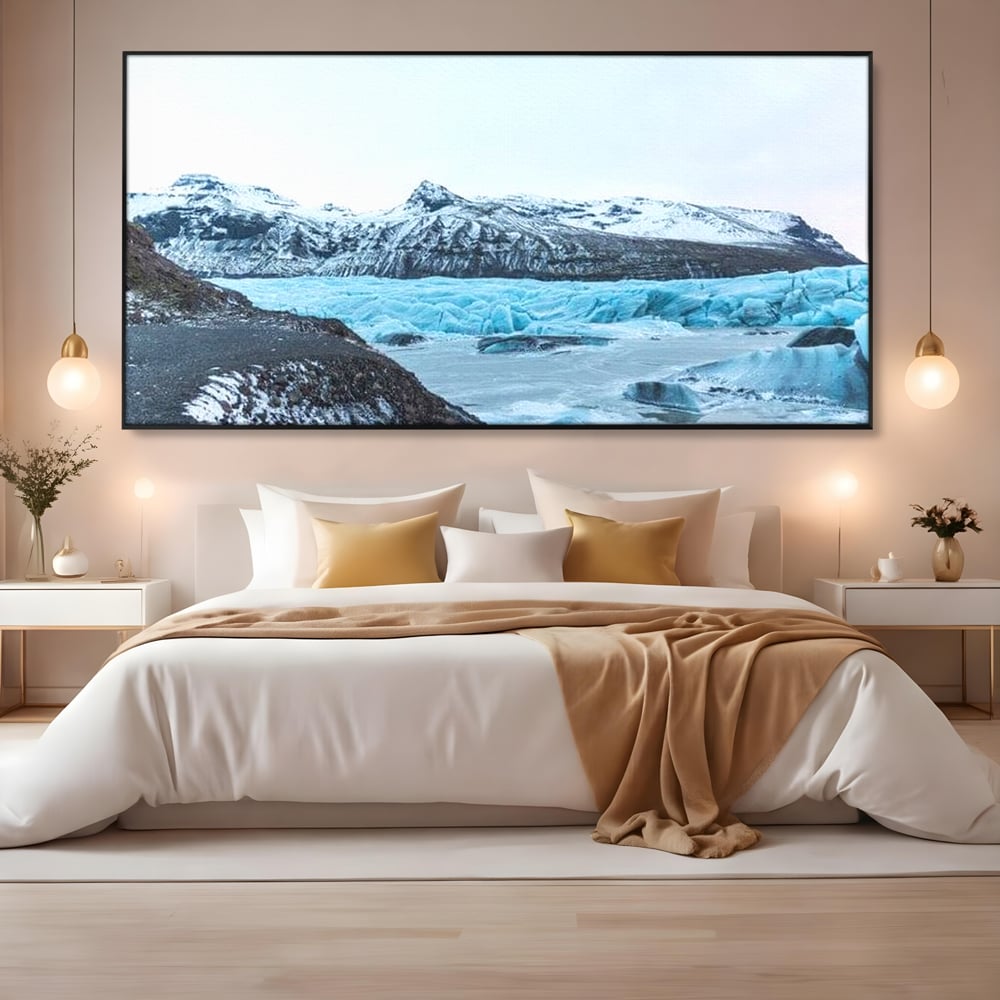 Tablou Canvas Premium LuxCanva® D1042, Peisaj Glaciar , Inghet, Stanci, Mare, Ger, Iarna, Living Room, Culori vibrante