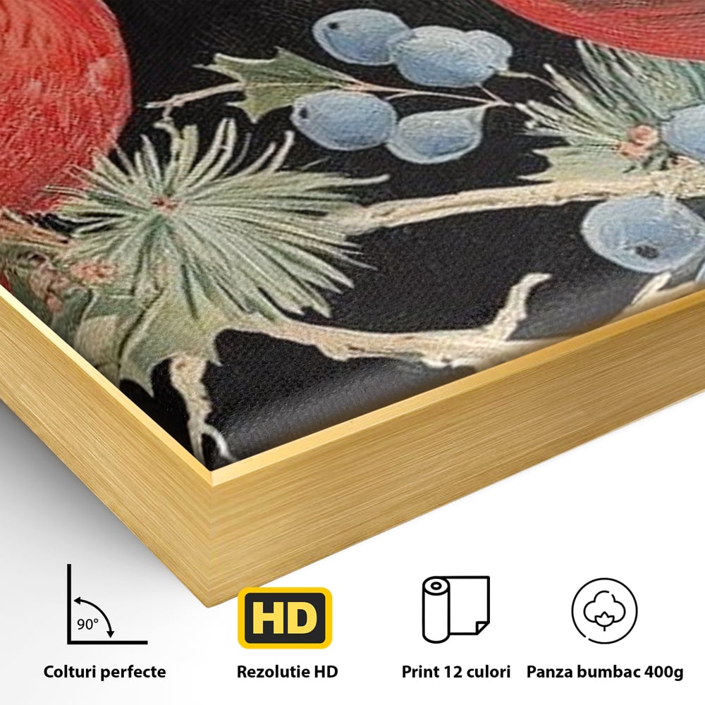 Tablou Canvas Premium LuxCanva® D1043, Cardinali in Pacea Iernii , Cardinali, Rosu, Dragoste, Pereche, Iarna, Living Room, Culori vibrante
