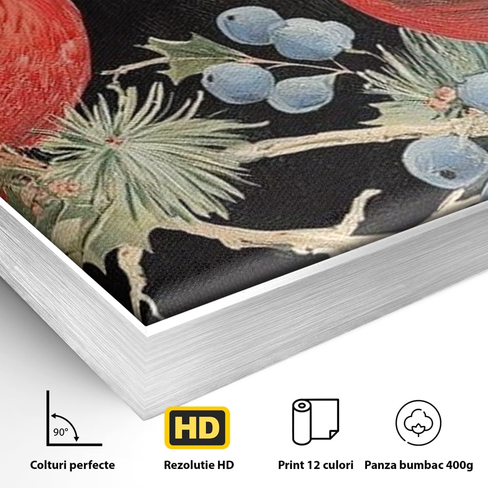 Tablou Canvas Premium LuxCanva® D1043, Cardinali in Pacea Iernii , Cardinali, Rosu, Dragoste, Pereche, Iarna, Living Room, Culori vibrante