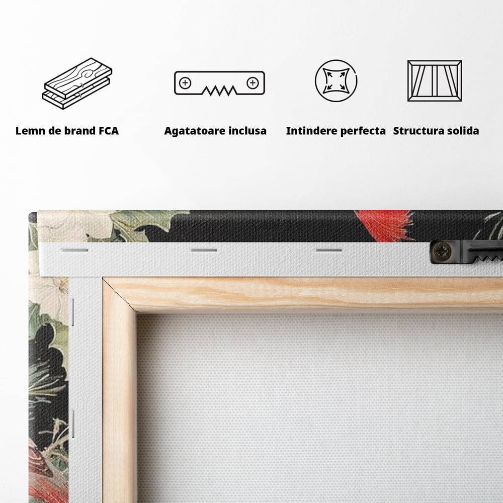 Tablou Canvas Premium LuxCanva® D1043, Cardinali in Pacea Iernii , Cardinali, Rosu, Dragoste, Pereche, Iarna, Living Room, Culori vibrante