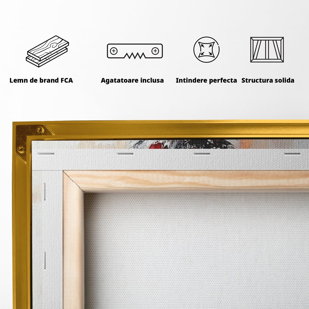 Tablou Canvas Premium LuxCanva® D1046, Brad si Cadouri sub Lumina Stelei ,  Craciun, Stea, Brad, Cadouri, Festiv, Living Room, Culori vibrante