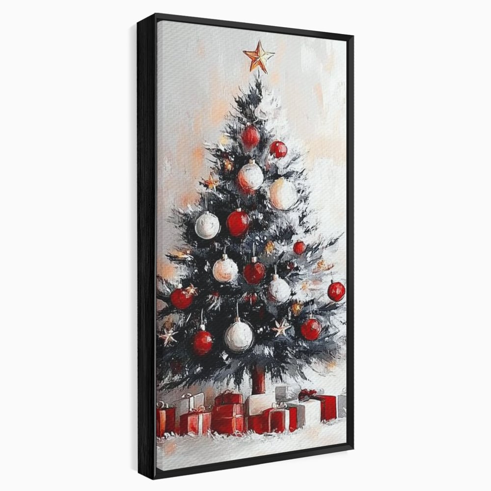Tablou Canvas Premium LuxCanva® D1046, Brad si Cadouri sub Lumina Stelei ,  Craciun, Stea, Brad, Cadouri, Festiv, Living Room, Culori vibrante