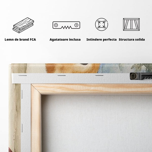 Tablou Canvas Premium LuxCanva® D1047, Iepurasul Rosu si Aroma Ceaiului ,  Iepure, Ceai, Fereastra, Nostalgie, Elegant, Living Room, Culori vibrante