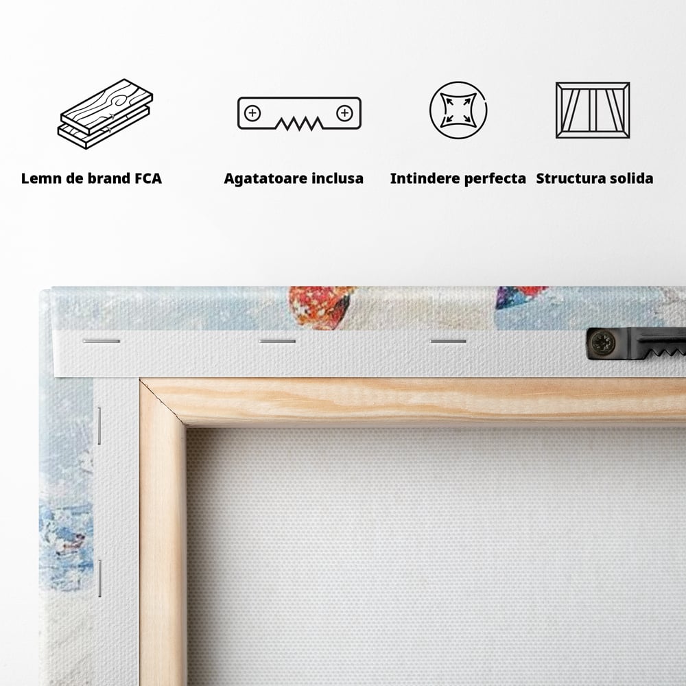 Tablou Canvas Premium LuxCanva® D1048, Rata Vesela in Straie de Iarna , Rata, Iarna, Fular, Zambet, Caciula, Living Room, Culori vibrante