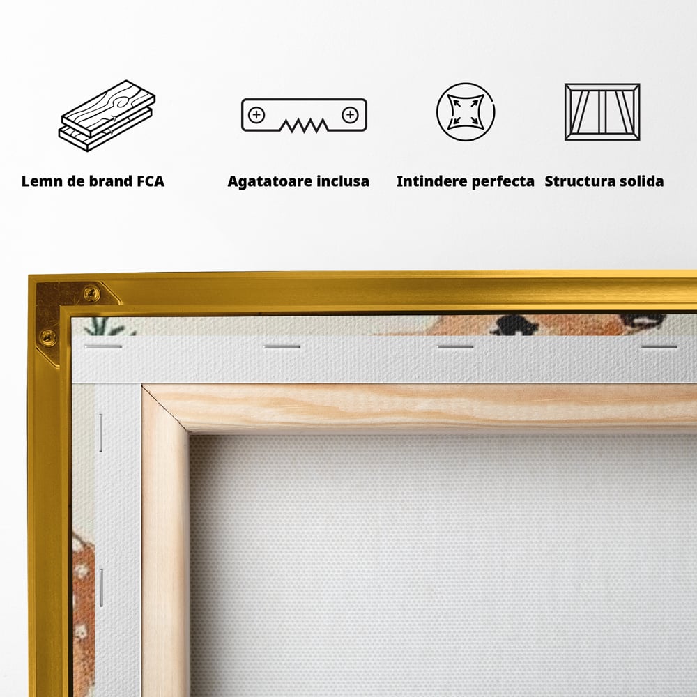 Tablou Canvas Premium LuxCanva® D1049, Povestea Renului cu Fular Rosu ,  Ren, Brad, Fular, Rosu, Zapada, Living Room, Culori vibrante