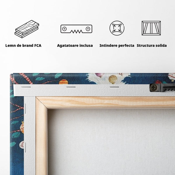 Tablou Canvas Premium LuxCanva® D1051, Farmecul Bradului Alb de Craciun ,  Bradut, Alb, Globulete, Cadouti, Ajun, Copilarie, Living Room, Culori vibrante