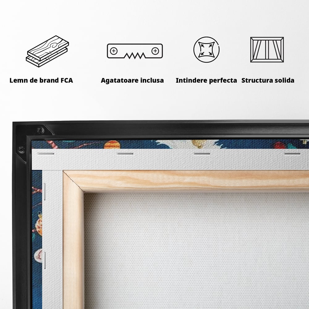 Tablou Canvas Premium LuxCanva® D1051, Farmecul Bradului Alb de Craciun ,  Bradut, Alb, Globulete, Cadouti, Ajun, Copilarie, Living Room, Culori vibrante
