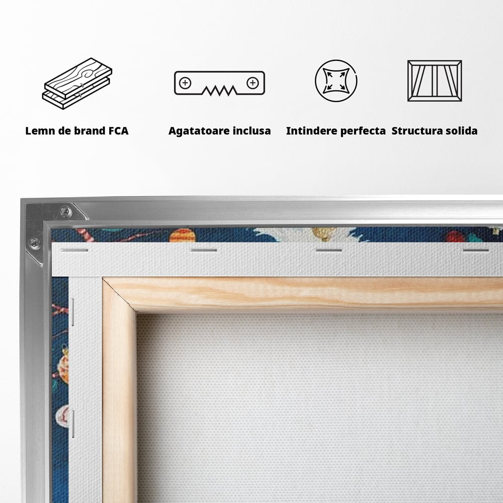 Tablou Canvas Premium LuxCanva® D1051, Farmecul Bradului Alb de Craciun ,  Bradut, Alb, Globulete, Cadouti, Ajun, Copilarie, Living Room, Culori vibrante