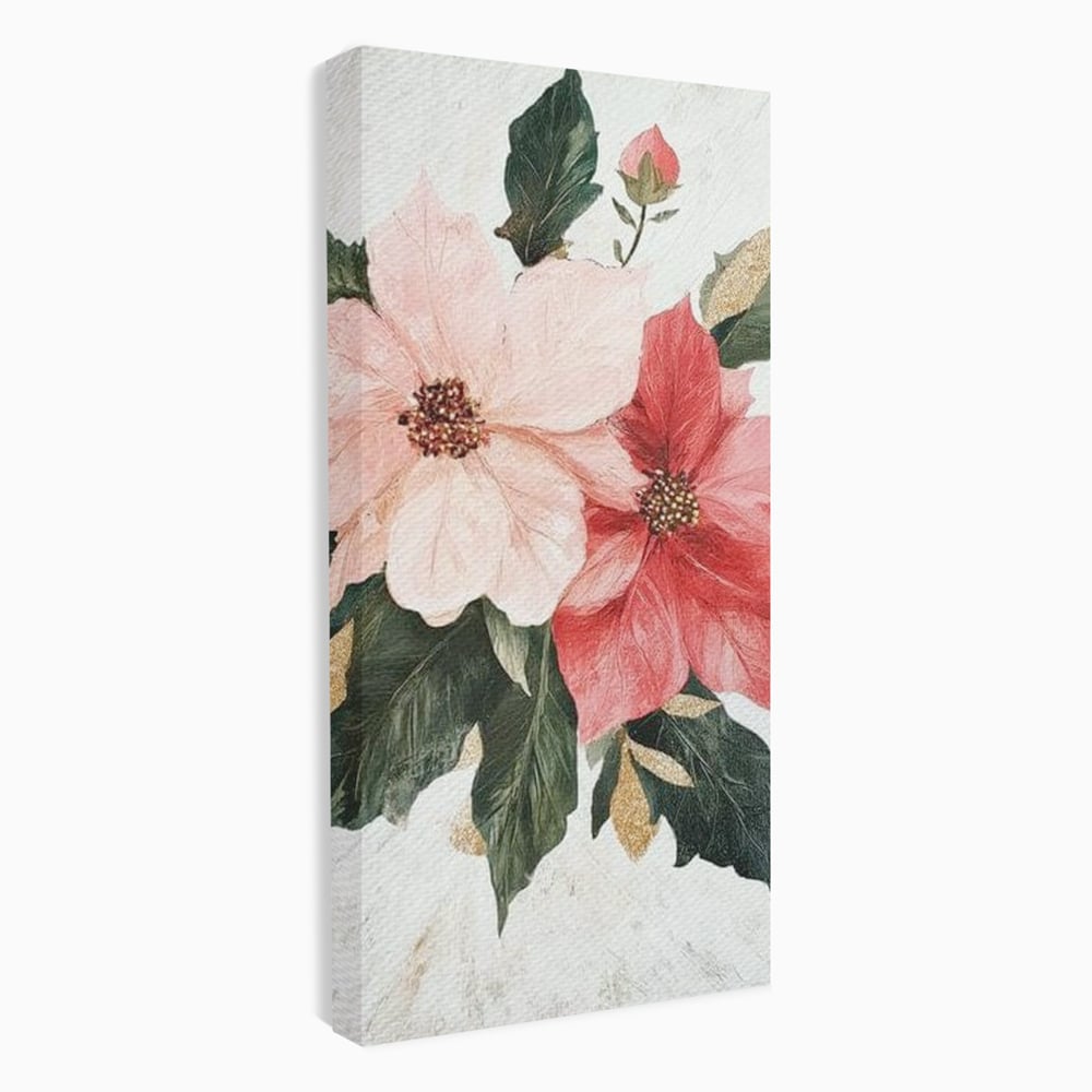 Tablou Canvas Premium LuxCanva® D1053, Aranjament Floral de Sarbatori , Flori, Aranjament, Decor, Craciun, Buchet, Living, Culori vibrante