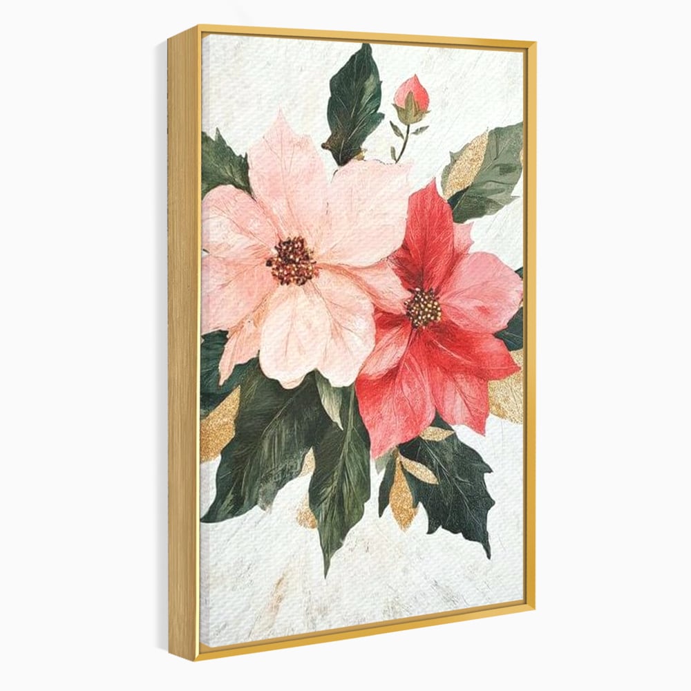 Tablou Canvas Premium LuxCanva® D1053, Aranjament Floral de Sarbatori , Flori, Aranjament, Decor, Craciun, Buchet, Living, Culori vibrante