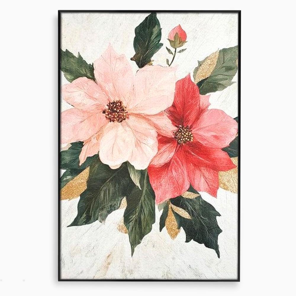 Tablou Canvas Premium LuxCanva® D1053, Aranjament Floral de Sarbatori , Flori, Aranjament, Decor, Craciun, Buchet, Living, Culori vibrante