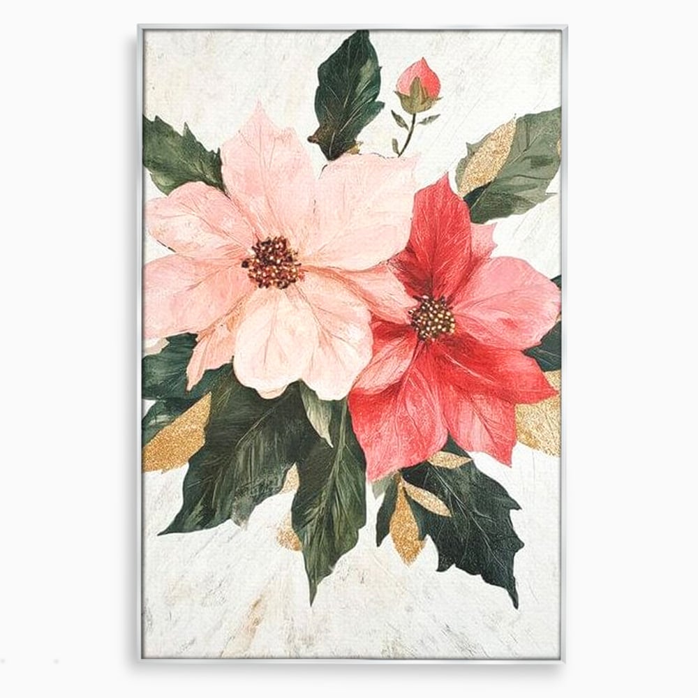 Tablou Canvas Premium LuxCanva® D1053, Aranjament Floral de Sarbatori , Flori, Aranjament, Decor, Craciun, Buchet, Living, Culori vibrante