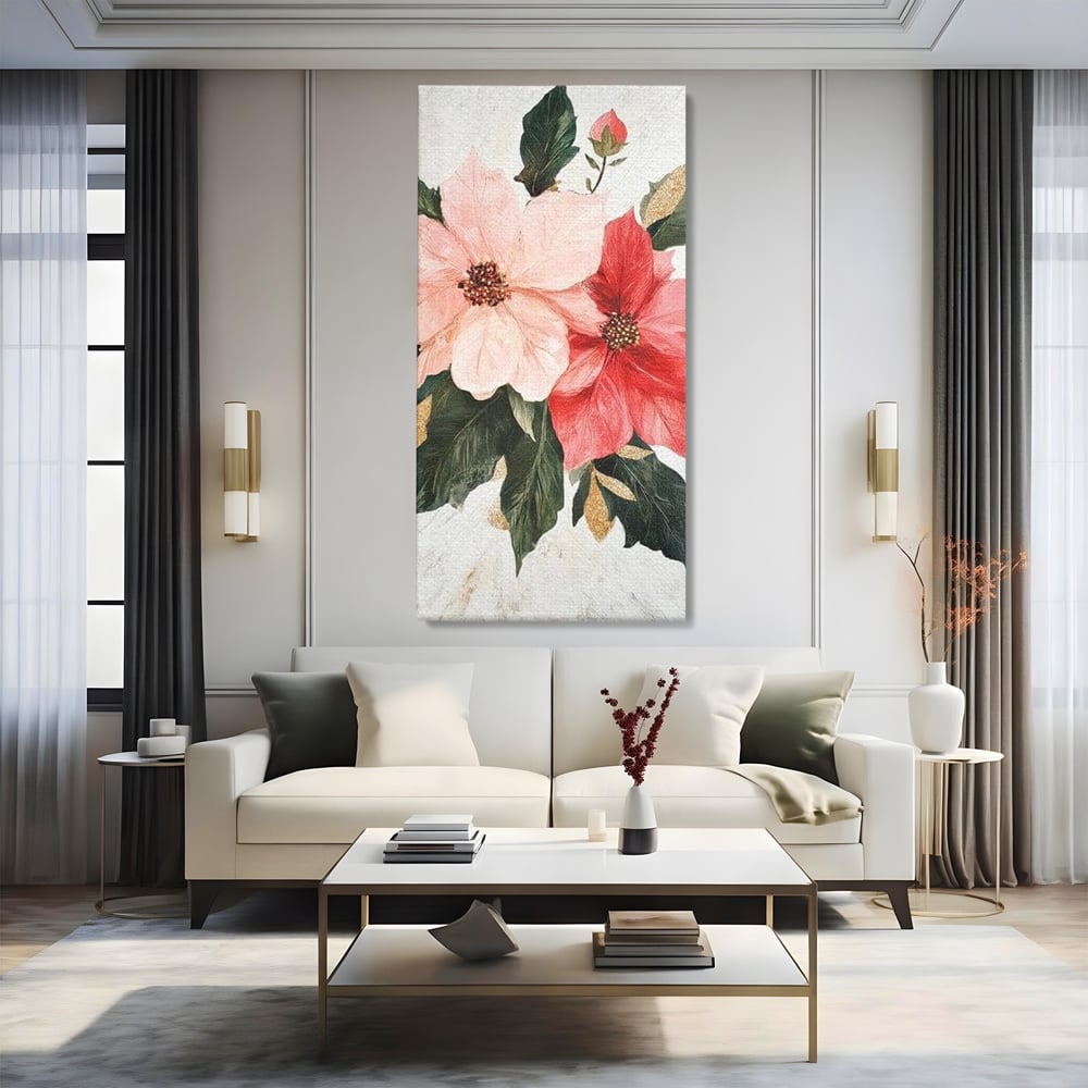 Tablou Canvas Premium LuxCanva® D1053, Aranjament Floral de Sarbatori , Flori, Aranjament, Decor, Craciun, Buchet, Living, Culori vibrante