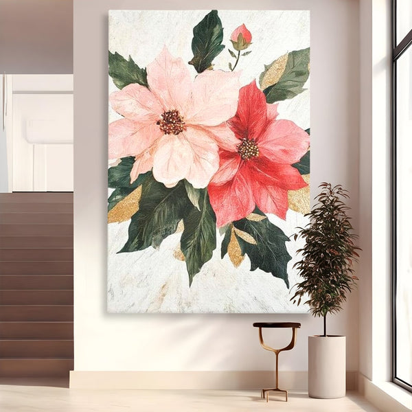 Tablou Canvas Premium LuxCanva® D1053, Aranjament Floral de Sarbatori , Flori, Aranjament, Decor, Craciun, Buchet, Living, Culori vibrante