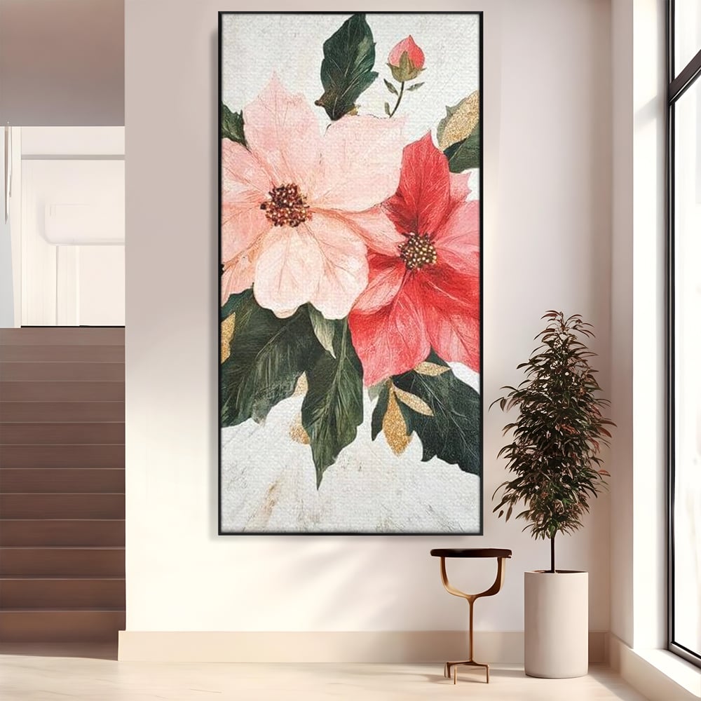 Tablou Canvas Premium LuxCanva® D1053, Aranjament Floral de Sarbatori , Flori, Aranjament, Decor, Craciun, Buchet, Living, Culori vibrante