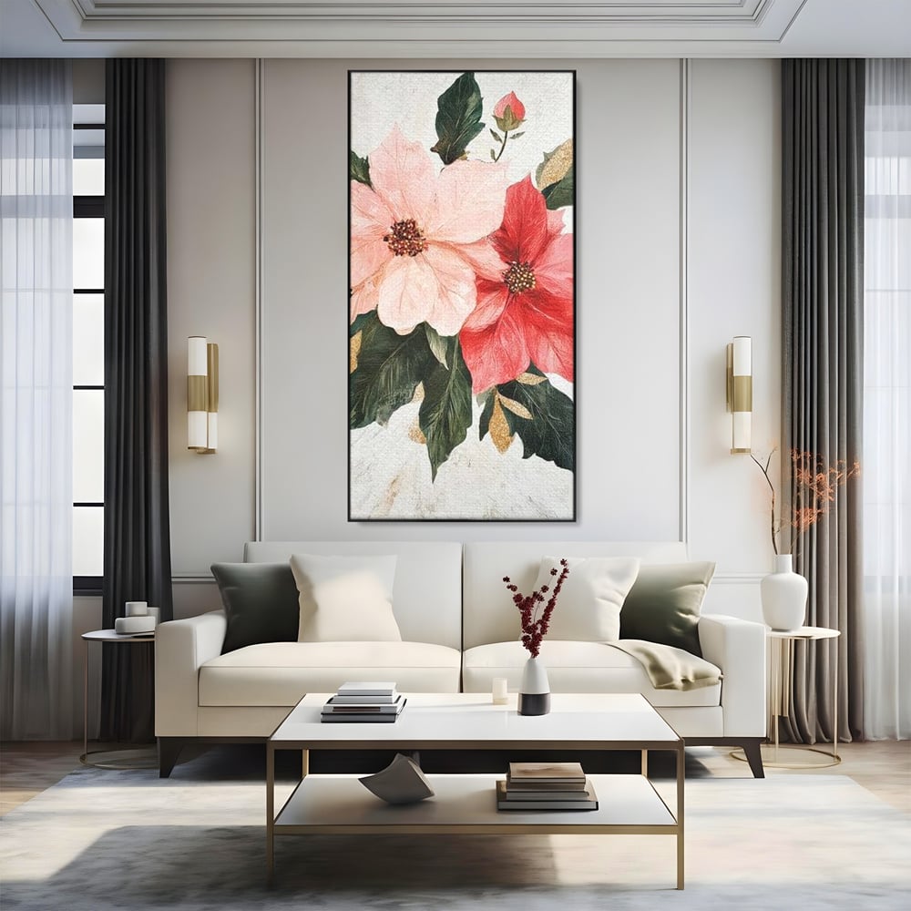 Tablou Canvas Premium LuxCanva® D1053, Aranjament Floral de Sarbatori , Flori, Aranjament, Decor, Craciun, Buchet, Living, Culori vibrante