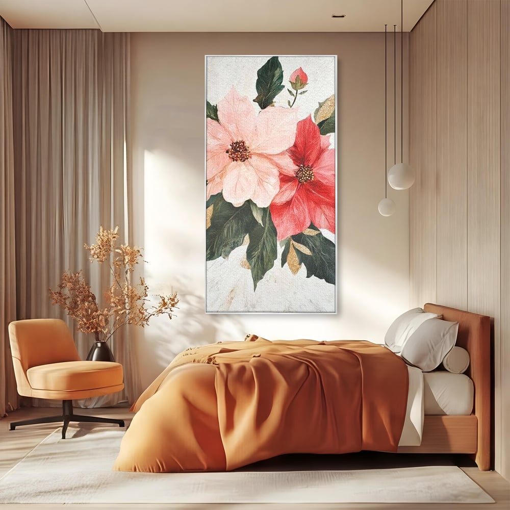 Tablou Canvas Premium LuxCanva® D1053, Aranjament Floral de Sarbatori , Flori, Aranjament, Decor, Craciun, Buchet, Living, Culori vibrante