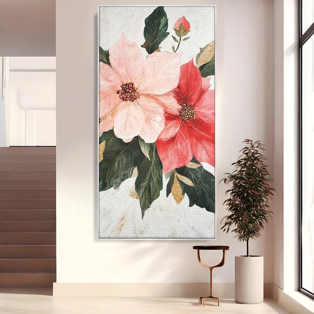 Tablou Canvas Premium LuxCanva® D1053, Aranjament Floral de Sarbatori , Flori, Aranjament, Decor, Craciun, Buchet, Living, Culori vibrante