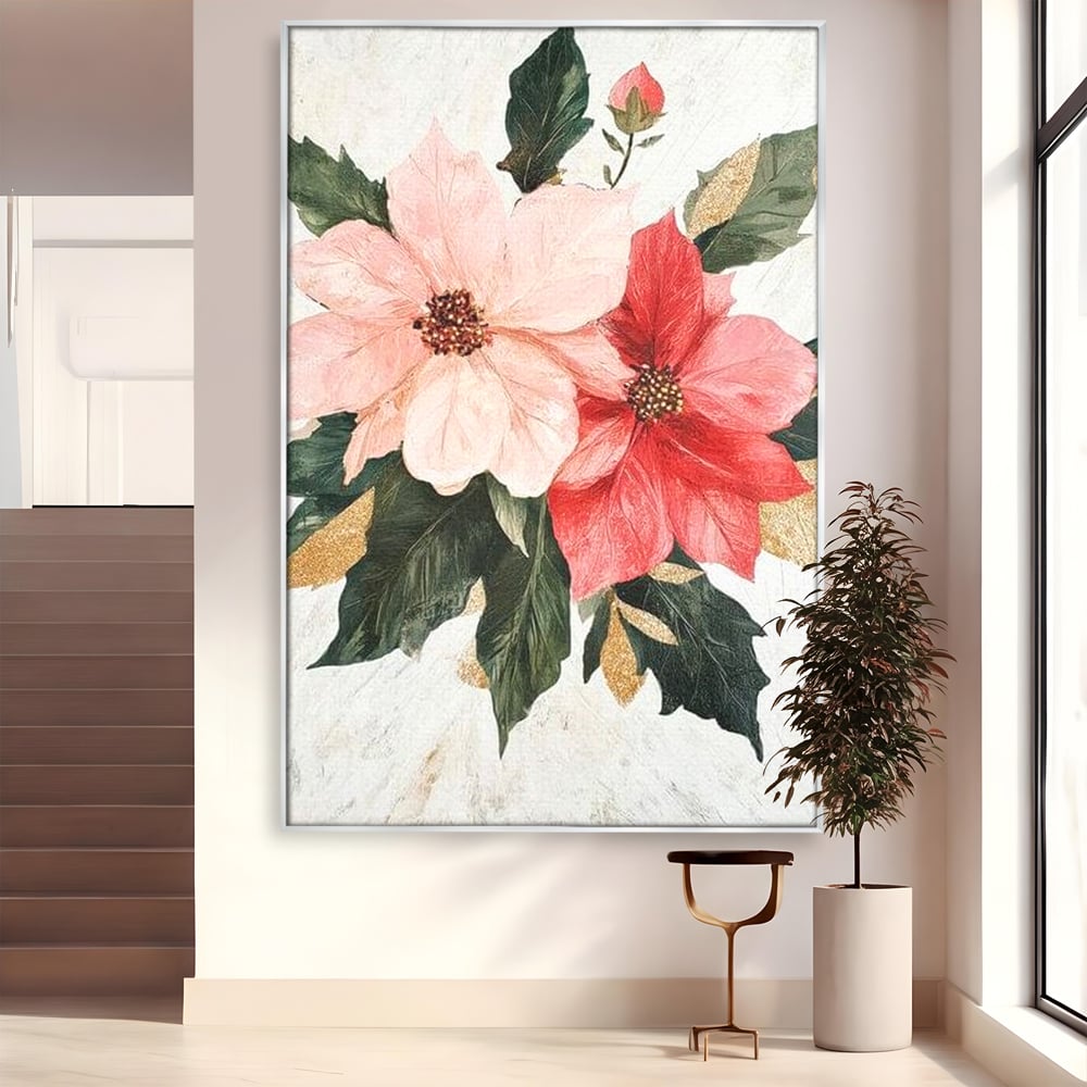 Tablou Canvas Premium LuxCanva® D1053, Aranjament Floral de Sarbatori , Flori, Aranjament, Decor, Craciun, Buchet, Living, Culori vibrante