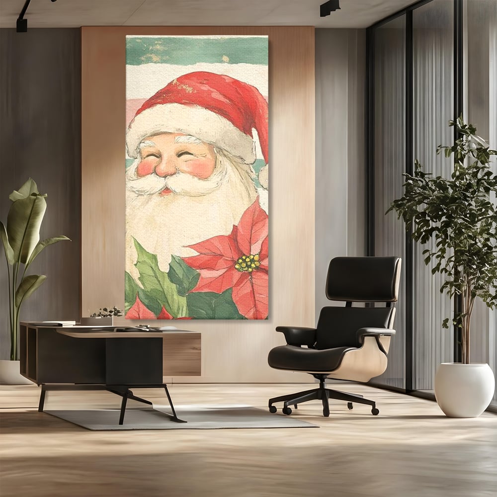 Tablou Canvas Premium LuxCanva® D1054, Mos Craciun, Simbolul Bucuriei ,  Costumatie, Sac, Magie, Zambet, Caciula, Living Room, Culori vibrante
