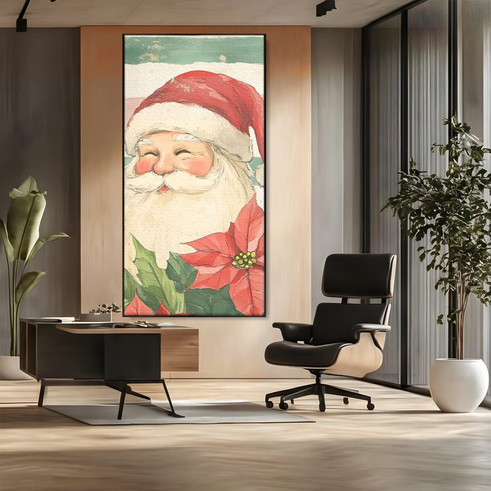 Tablou Canvas Premium LuxCanva® D1054, Mos Craciun, Simbolul Bucuriei ,  Costumatie, Sac, Magie, Zambet, Caciula, Living Room, Culori vibrante