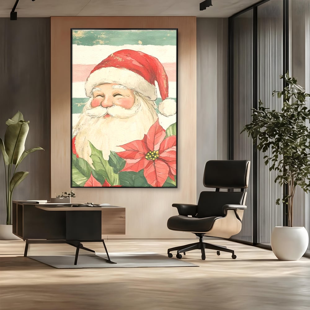 Tablou Canvas Premium LuxCanva® D1054, Mos Craciun, Simbolul Bucuriei ,  Costumatie, Sac, Magie, Zambet, Caciula, Living Room, Culori vibrante